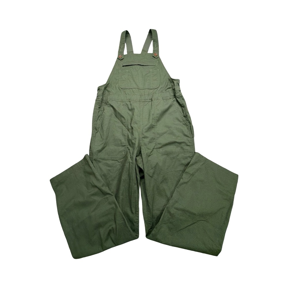 Duluth Trading Co Overalls Womens M Green Straight Leg Hemp Blend Boho